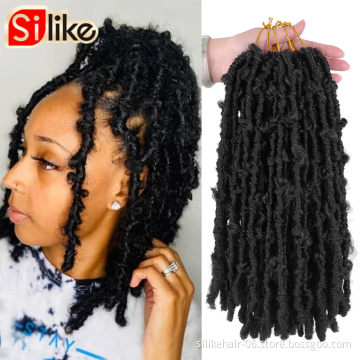 Butterfly Locs16inch Distressed Crochet Hair Butterfly Bob Faux Locs Pre-looped Crochet Braids Hair  Messy Soft Butterfly locs